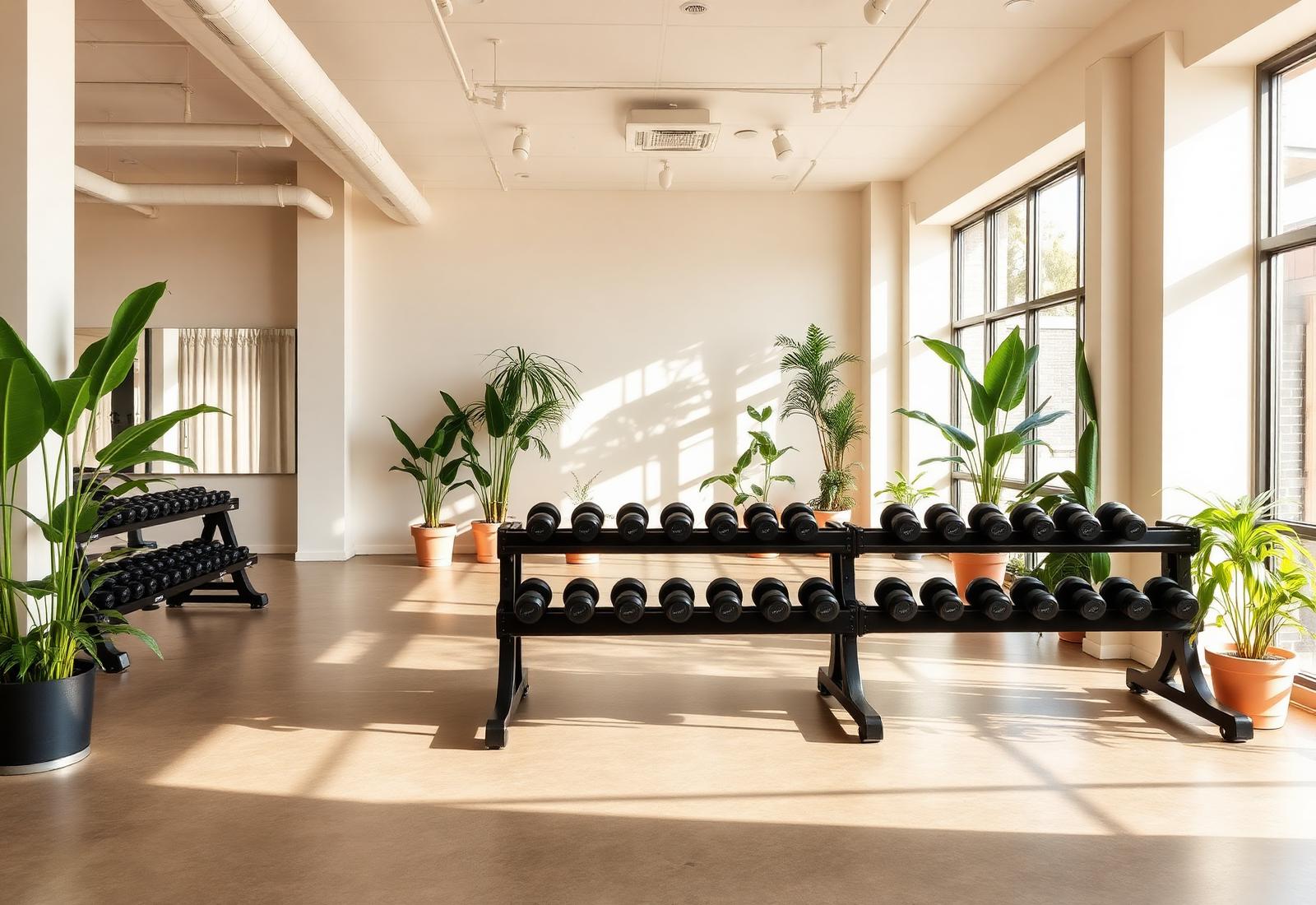 Bright modern boutique gym interior